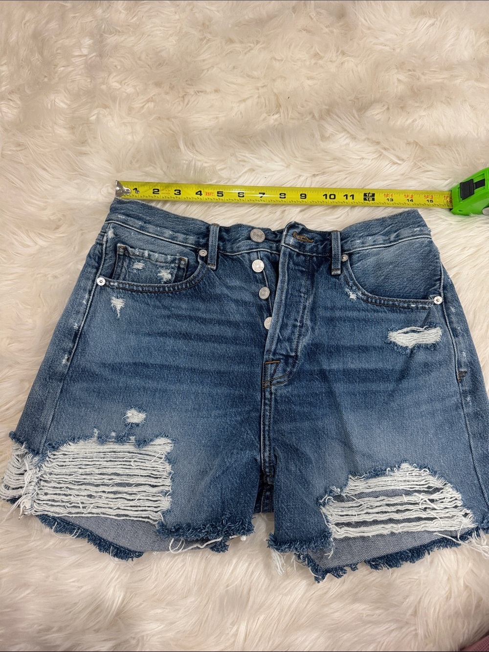 FRAME Distressed button fly Denim Shorts